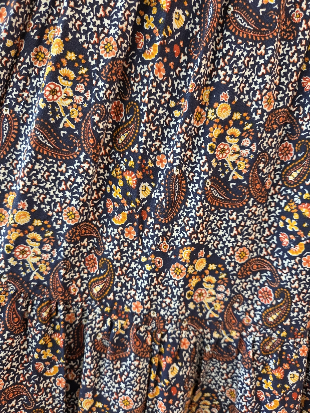 Max Studio Small Navy Paisley Floral Tiered Boho Maxi Dress - Picture 7 of 8